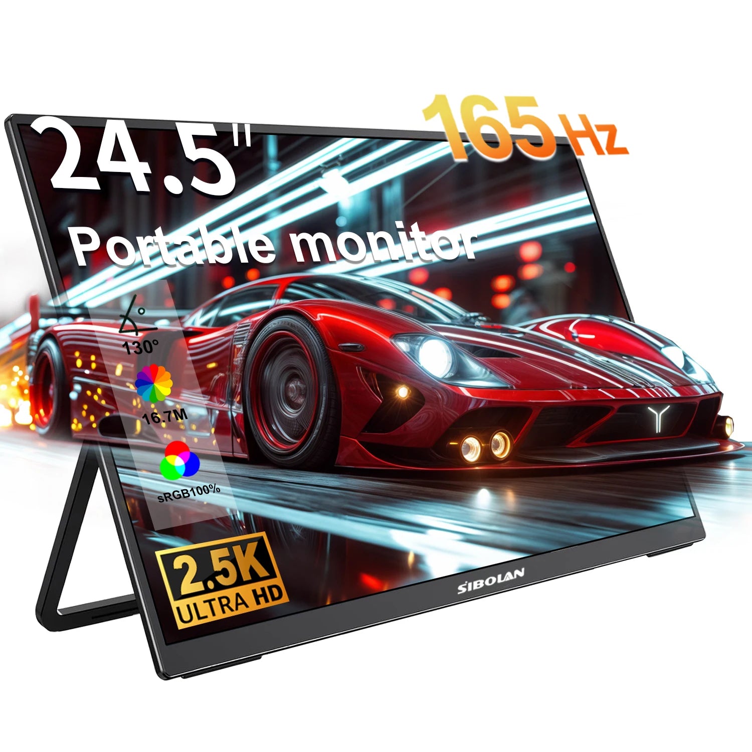 SIBOLAN 24.5" 165Hz Touch Portable Gaming Monitor Non-touch Optional 2560*1440P External Display TYPE-C HDMI for Laptop Mini PC
