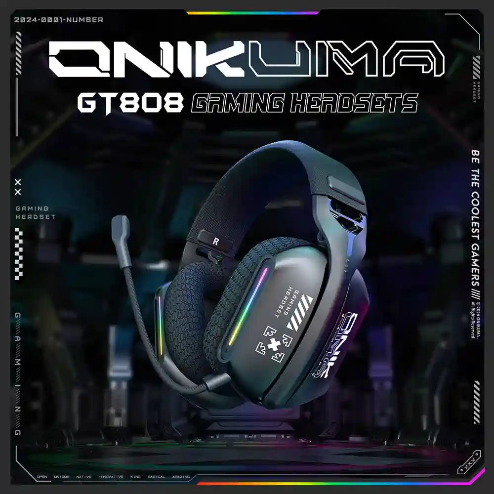 Tidesmit GT808 Wireless Gaming Headphones - Low Latency Over-Ear Black GT808 Tidesmit