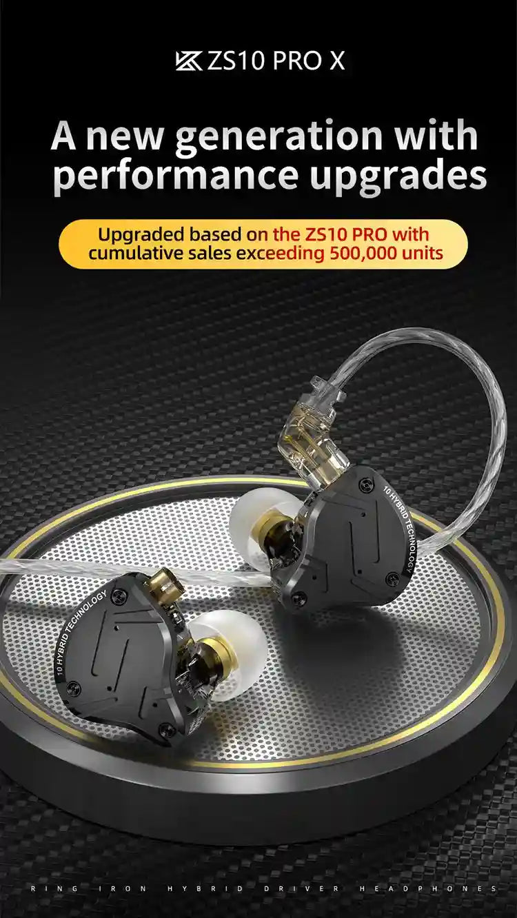 KZ ZS10 Pro X In-Ear Monitors: 5-Driver Hybrid Wired Studio Earphones Tidesmit