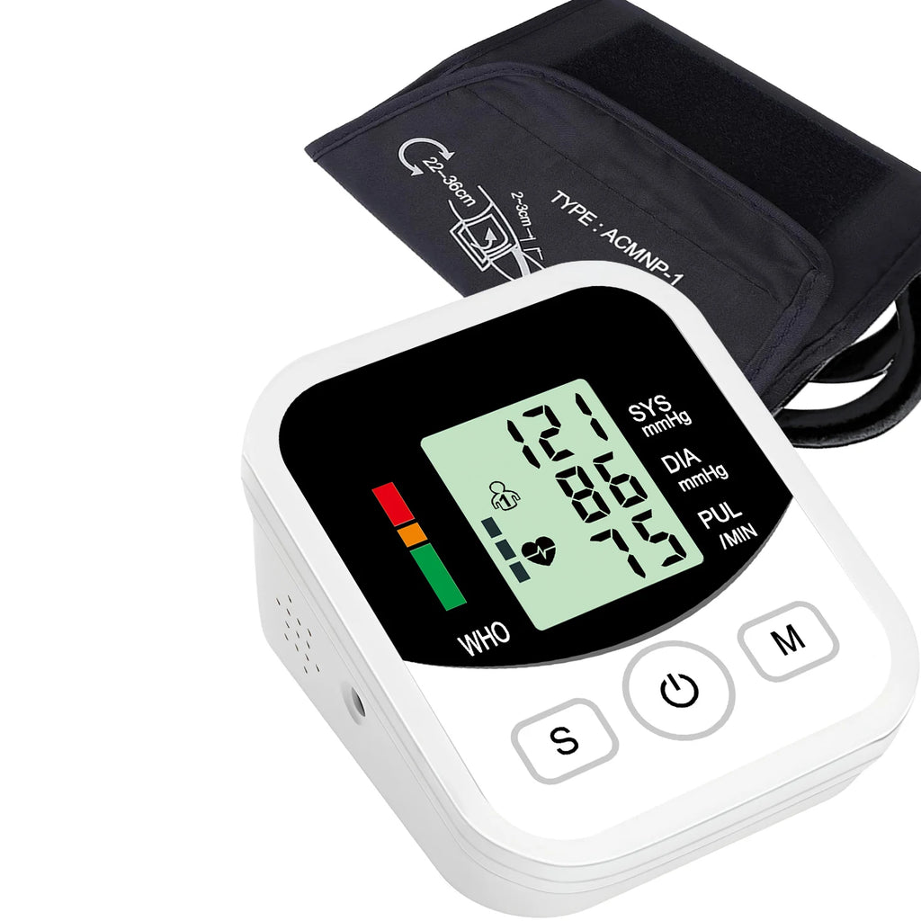 Digital Arm Blood Pressure Meter with Cuff Medical Pressure Tonometer Tensiometer Pulse Sphygmomanometer