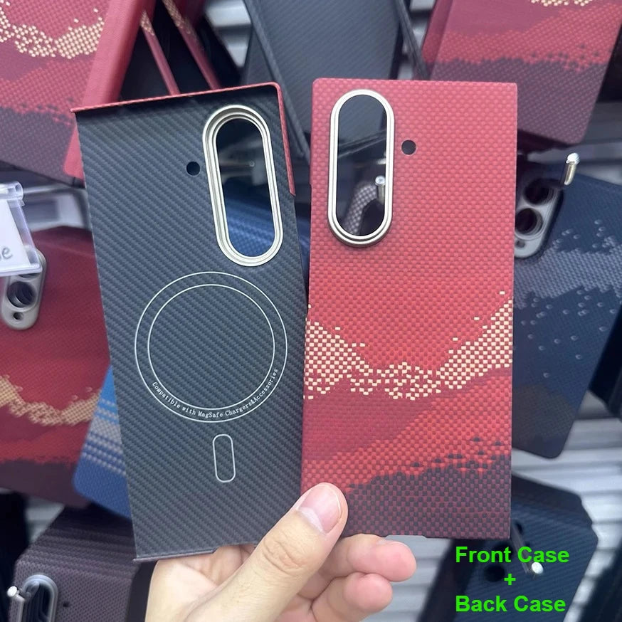 Samsung Galaxy Z Fold 7 Carbon Fiber Case - Slim Magsafe Cover Red(Mag) Set Galaxy Z Fold7 Tidesmit