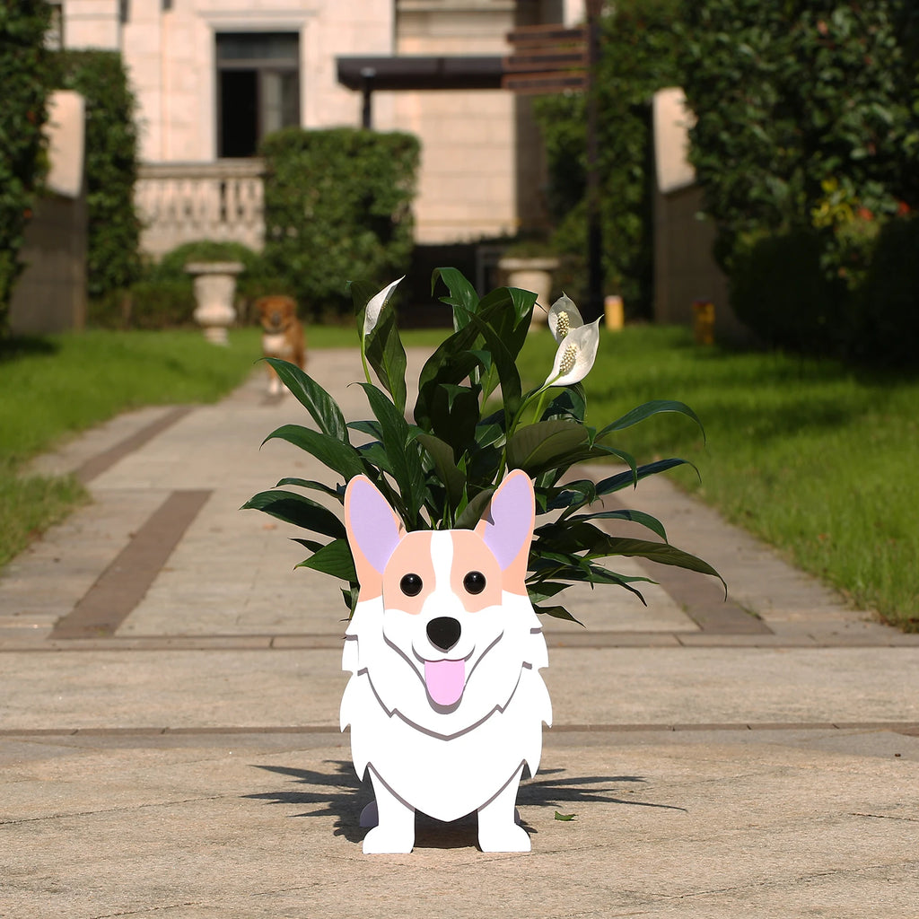 Cute Animal DIY Flower Planter PVC Pet Dog Potted Garden Yard Decoration Plant Container Holder Decor Garden Flower Pots  Orname