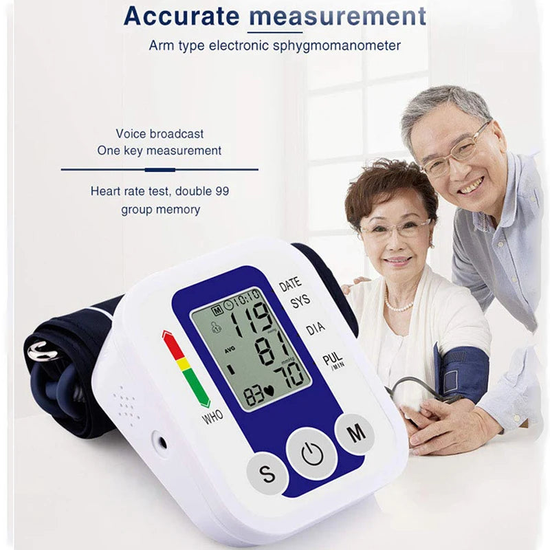Automatic Digital Arm Blood Pressure Monitor Tonometer Meter Sphygmomanometer LCD Portable Health Care Pulse Meter BP Monitor