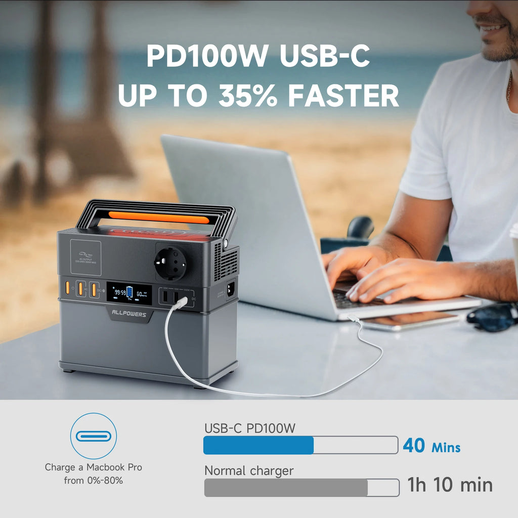 Portable Power Station 300W 288Wh Pure Sine Wave Generator Tidesmit