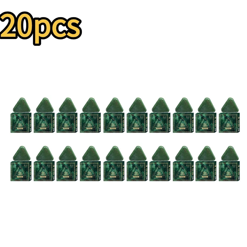 1-10PCS Triangle Shampoo Bar, Usman Grass Shampoo Bar,Nature Seven Green Soap Shampoo, Calming & Strengthens Hair for Women Men