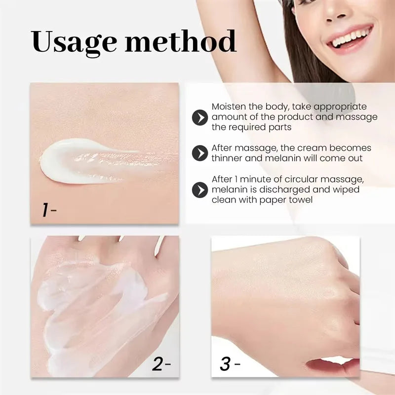 Body Whitening Cream Niacinamide Whitening Lightening Private Armpit Knee Inner Thigh Whitening Nourishing Moisturising Cream