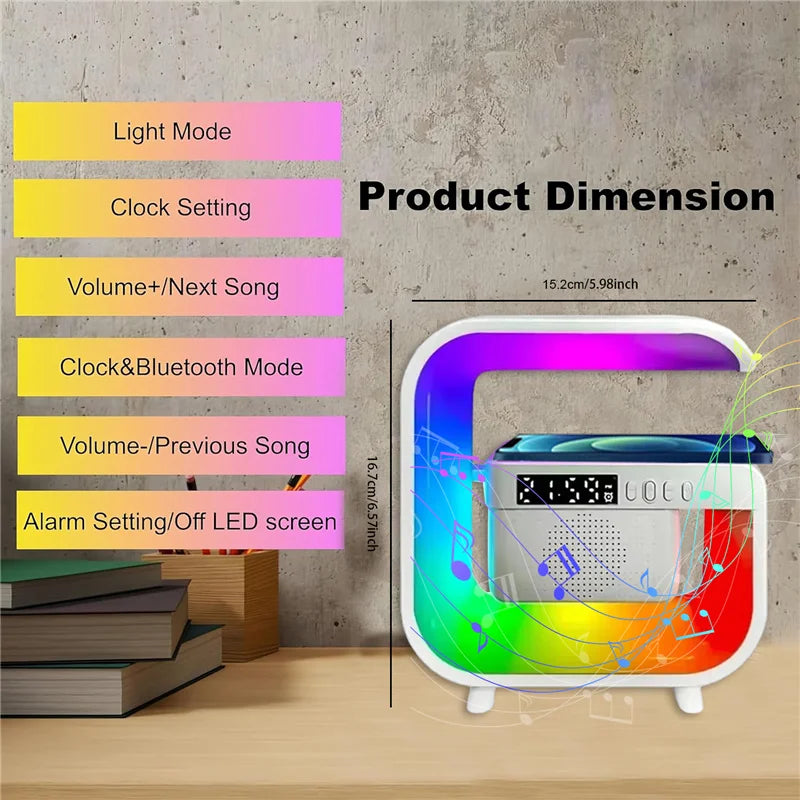 Wireless Charger Station with RGB Light and Portable Bluetooth Speaker Tidesmit