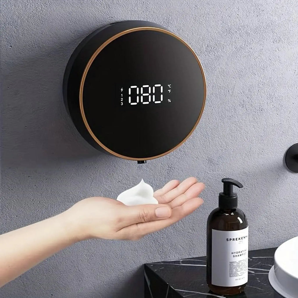 Tidesmit automatic touchless foaming soap dispenser for wall mount with LED temperature display and USB charging