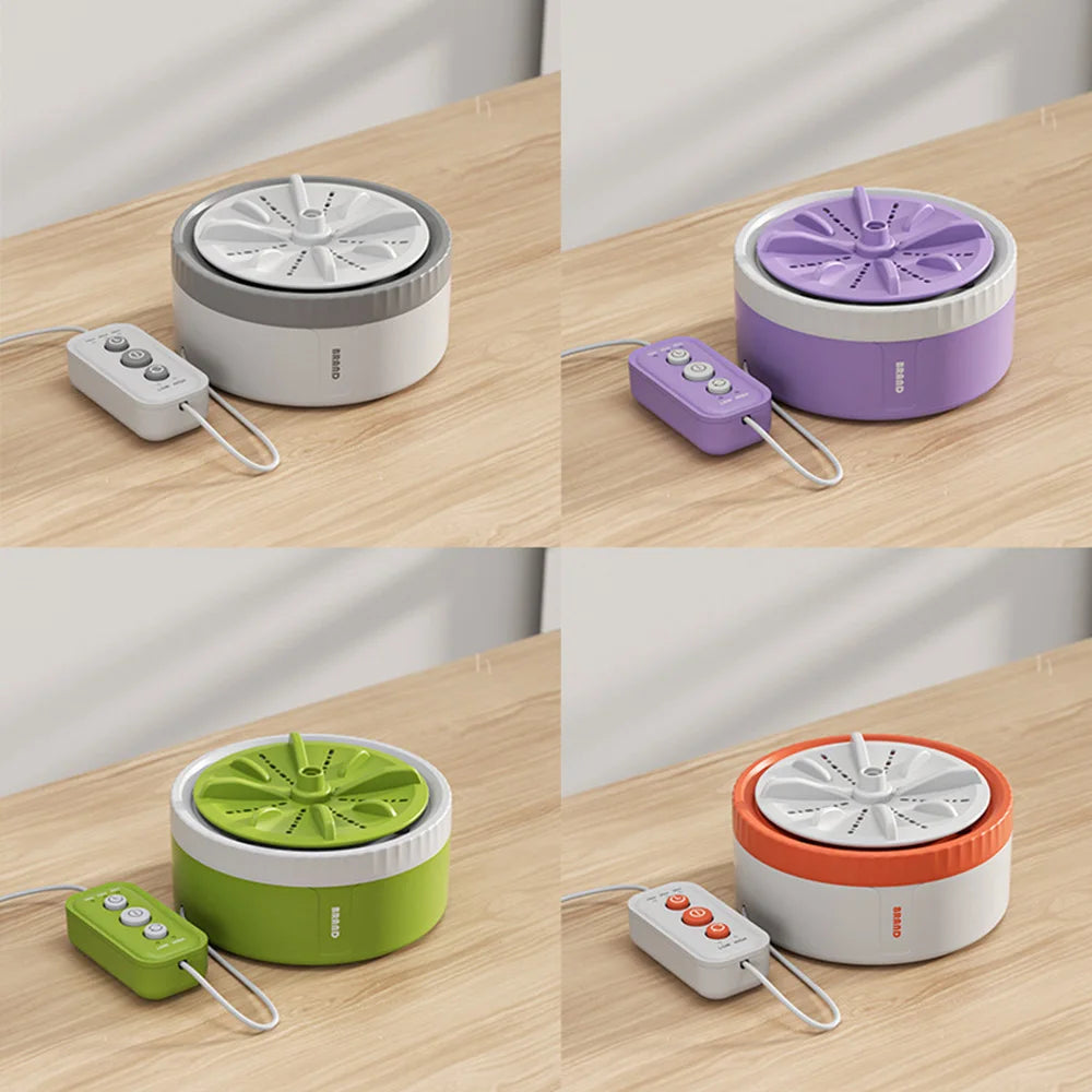 Tidesmit portable ultrasonic mini washing machine and fruit dishwasher showing remote control and rotating turbo unit