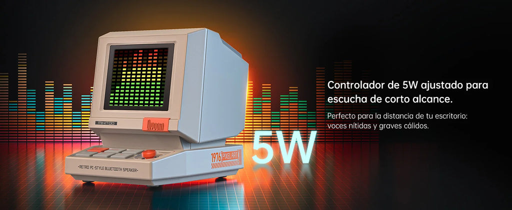 Divoom MiniToo Speaker retro mini PC style pixel alarm clock Bluetooth speaker with white noise, desk decor and creative gift