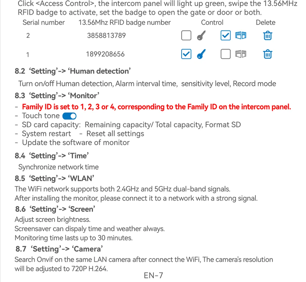 7" Touch Monitor Tuya WIFI Video Building Intercom System 2 Wire Cable Port 2-4 Units Apartment Video Door Phone Doorbell Kits