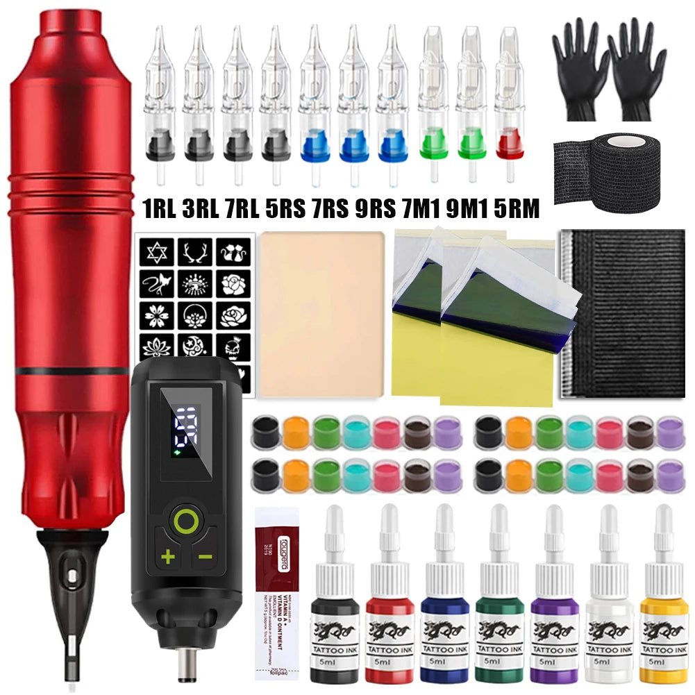 Professional Wireless Tattoo Machine Kit for PMU and Microblading Permanent Makeup Machines 7 Ink Pen Kit 2 Tidesmit