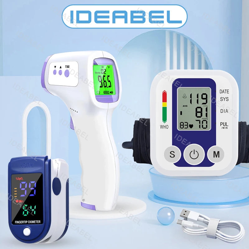 Digital Arm Blood Pressure Meter Cuff Medical Automatic Pressure Tonometer Tensiometer Heart Rate Pulse Meter BP Monitor Healthy