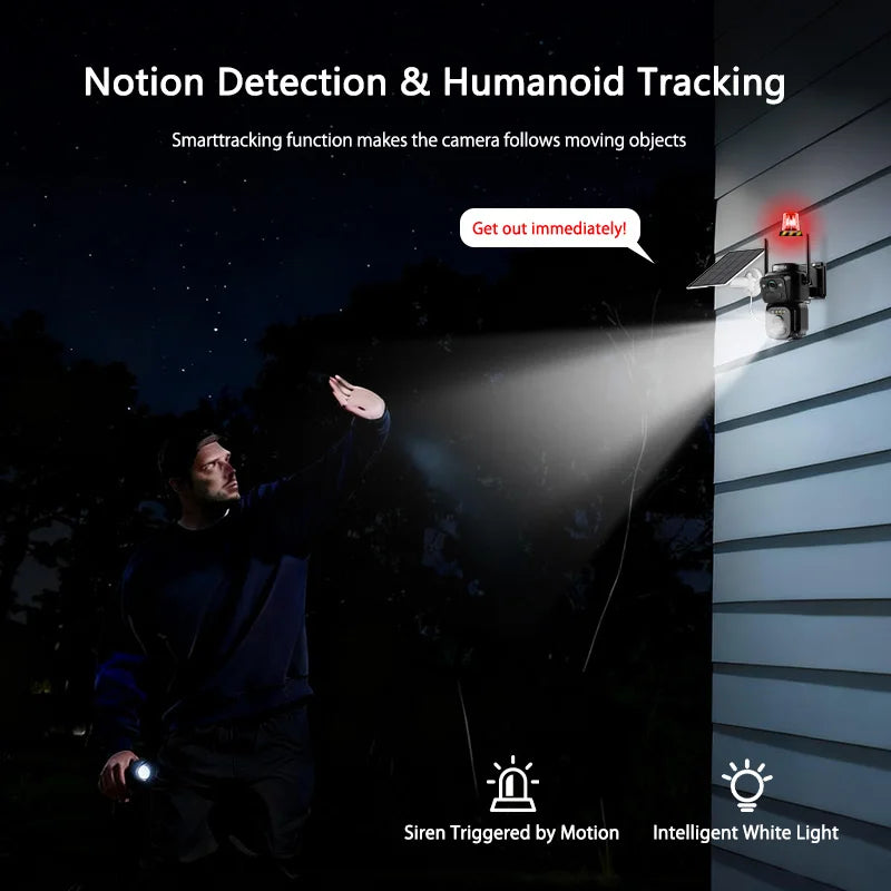 SZSINOCAM 2PCS Dual Lens Solar WiFi Camera Outdoor Security 24h Record Built in Battery Solar Panel Wireless Cam Alarm