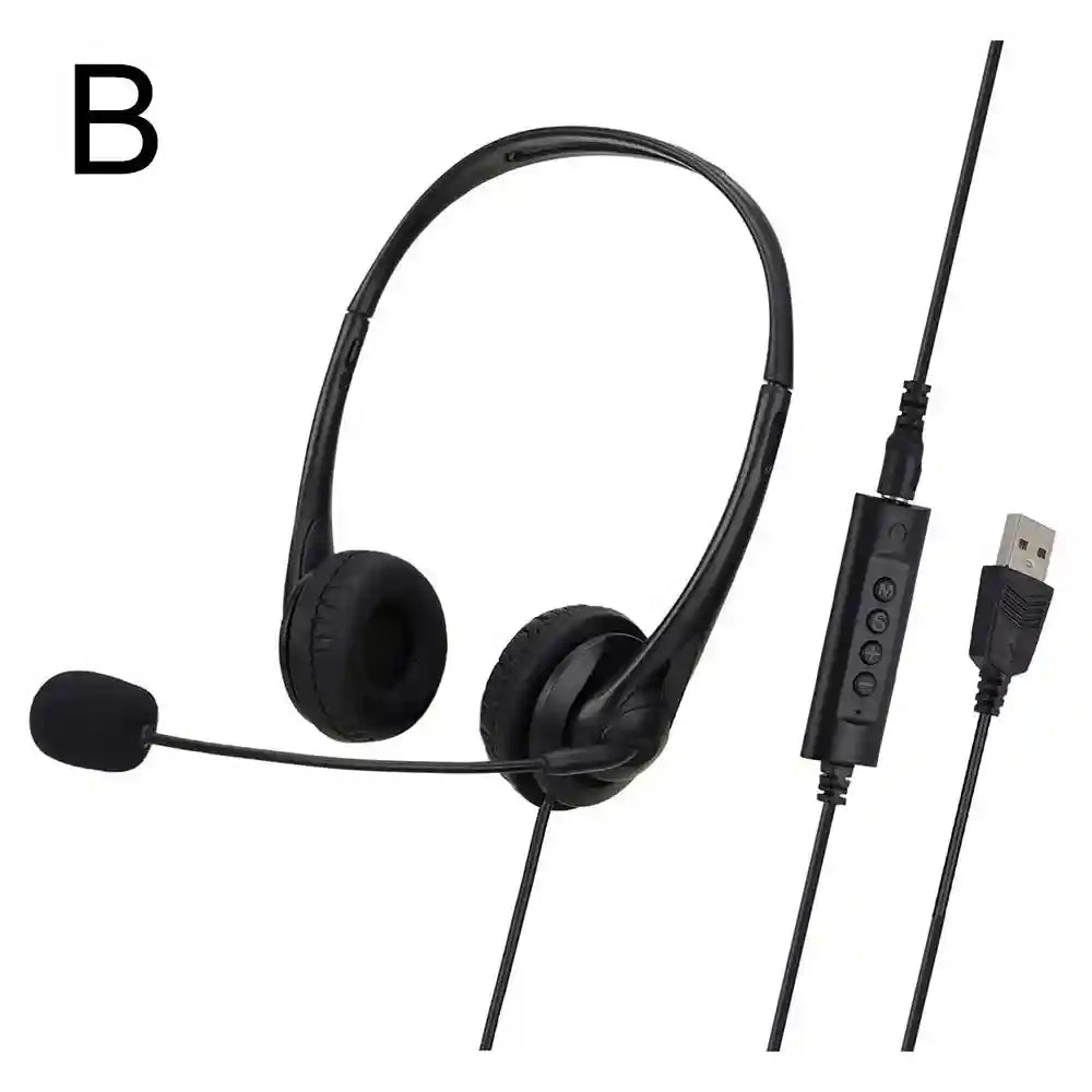 Computer Headset with Noise Cancelling Mic - USB & 3.5mm Options USB B Tidesmit