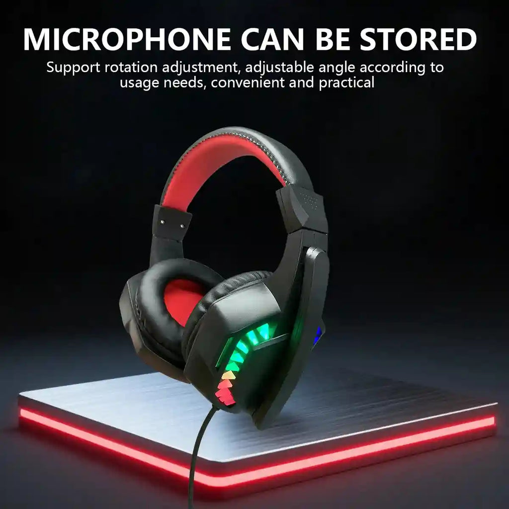 Wired Gaming Headset with RGB Lighting - Over-Ear Black and Red Tidesmit