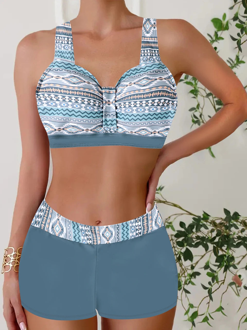 2025 High Waist Bikinis Women Sports Swimwear Print Bathing Suit Female Padded Beach Wear Bathers Swimming Swimsuit Summer