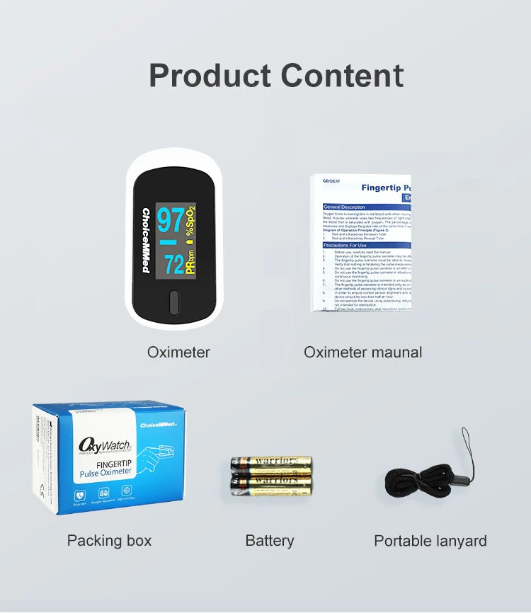 ChoiceMMed Medical Finger Pulse Oximeter Blood Oxygen Saturation Meter Heart Rate Monitor Child Pulse Oxiometer OLED Oximetro