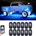 LED Rock Lights for Trucks | 4-12 Pod RGB App-Controlled Underglow Kit 12 pods Tidesmit