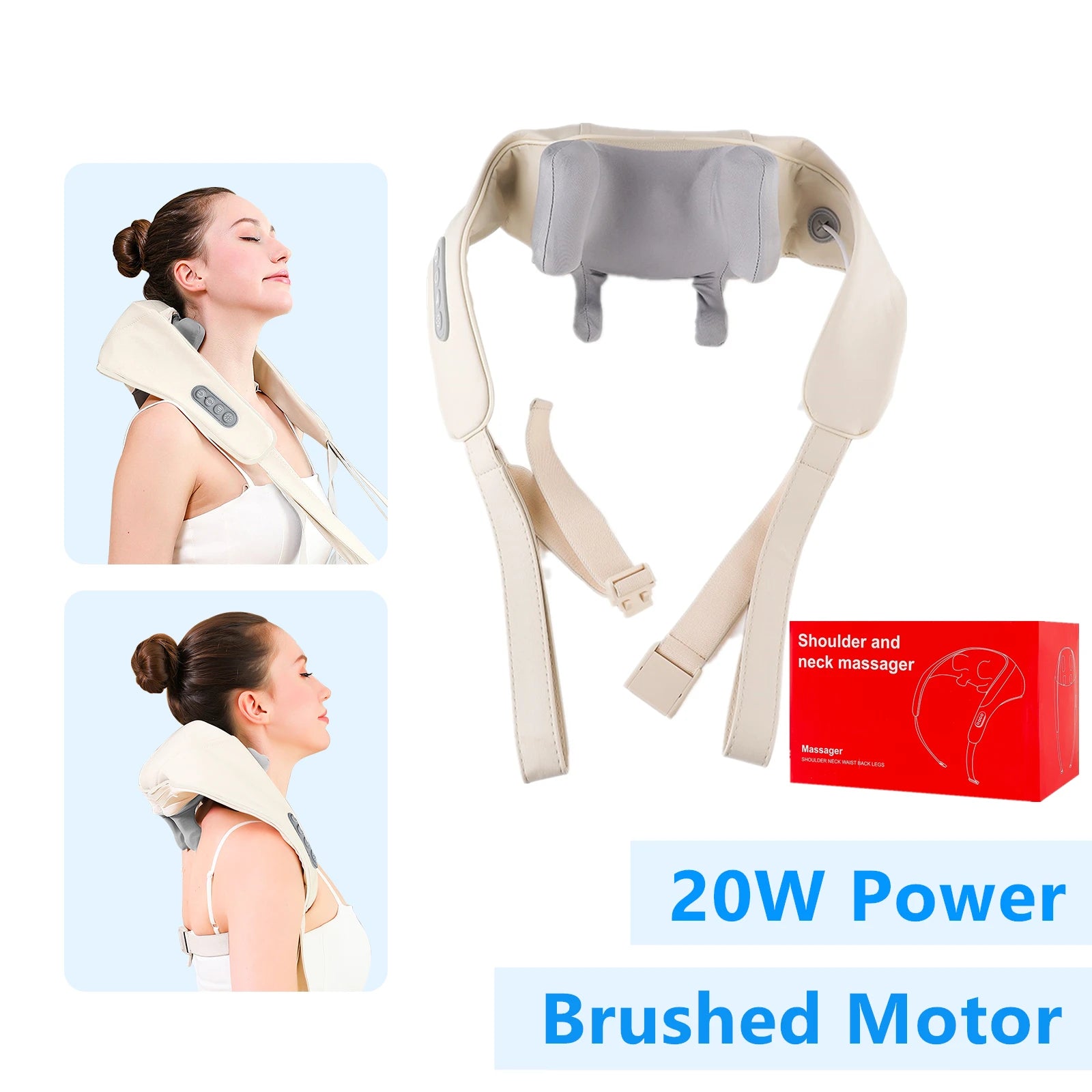 Wireless Electric Neck and Shoulder Massager with Heat Therapy Back Massage Instrument Tidesmit