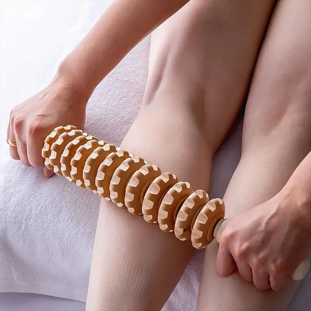 Fascia Massager Roller – Wood Grooved Manual Deep Tissue Tool Back Massage Instrument Tidesmit