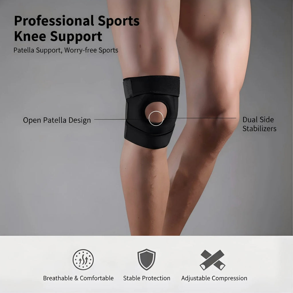 VBOSI Adjustable Open Patella Knee Support Brace Anti-slip Knee Pad for Arthritis Pain Relief Sports Fitness Running