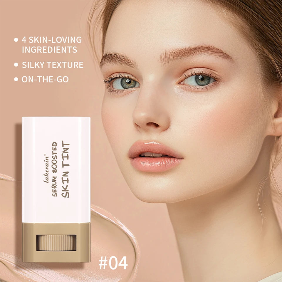 Tidesmit foundation stick serum balm texture close-up showing silky moisturizing coverage for even skin tone