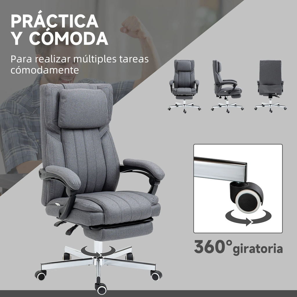 Silla de Oficina con Masaje Reclinable y Giratoria - Gris Tidesmit Massage Chairs Tidesmit