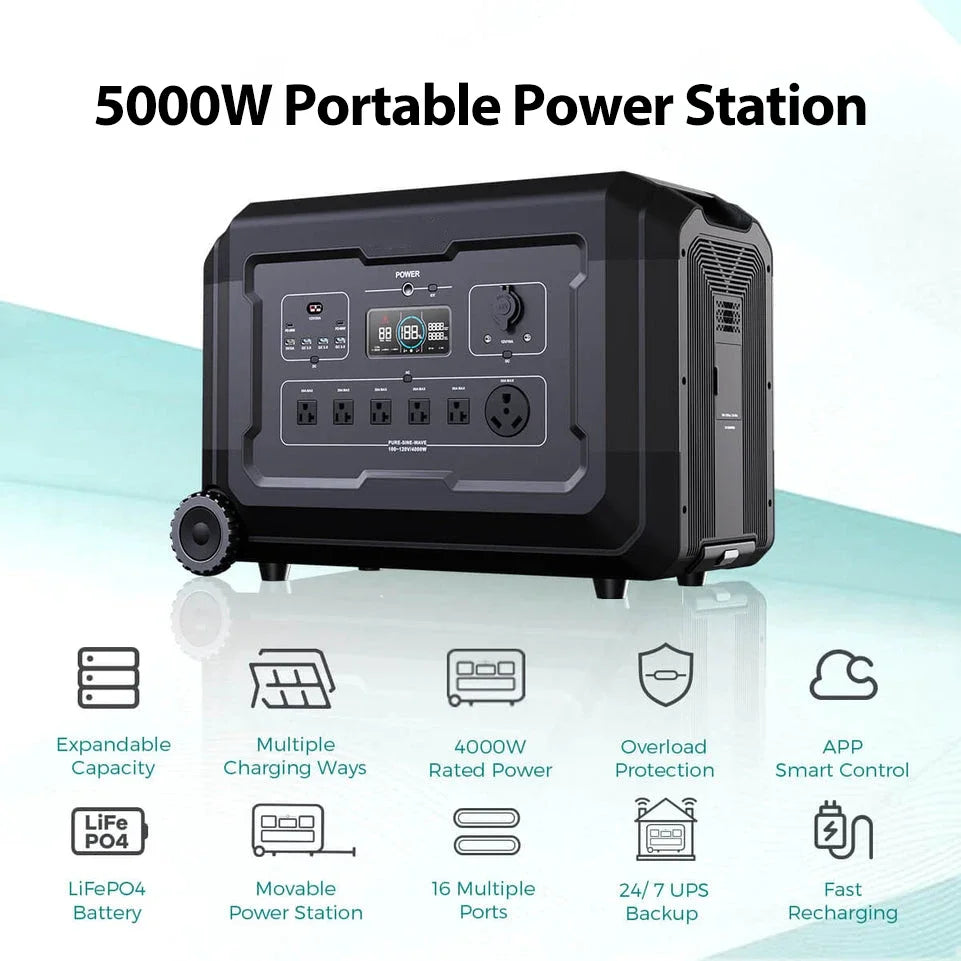 Home Storage Power Station Solar Generator Energy System Portable 5000w Charging Station
