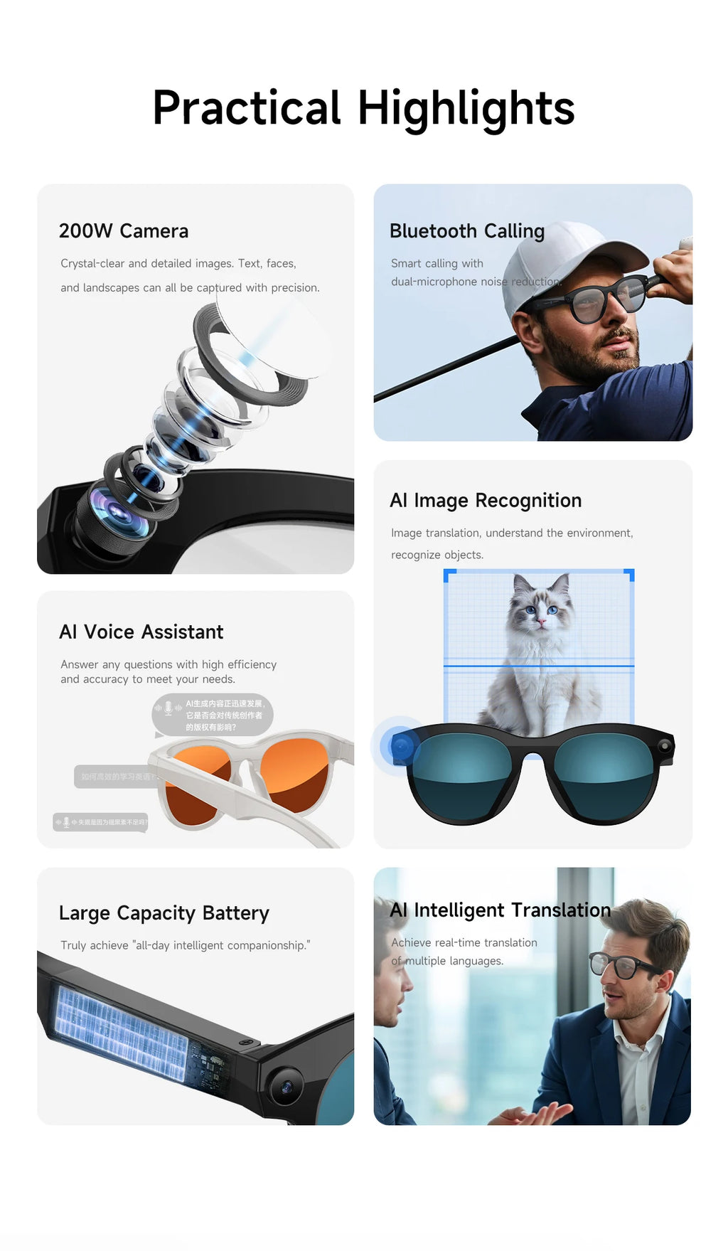 AI Smart Glasses with Camera & Bluetooth Audio | Tidesmit Tech Tidesmit