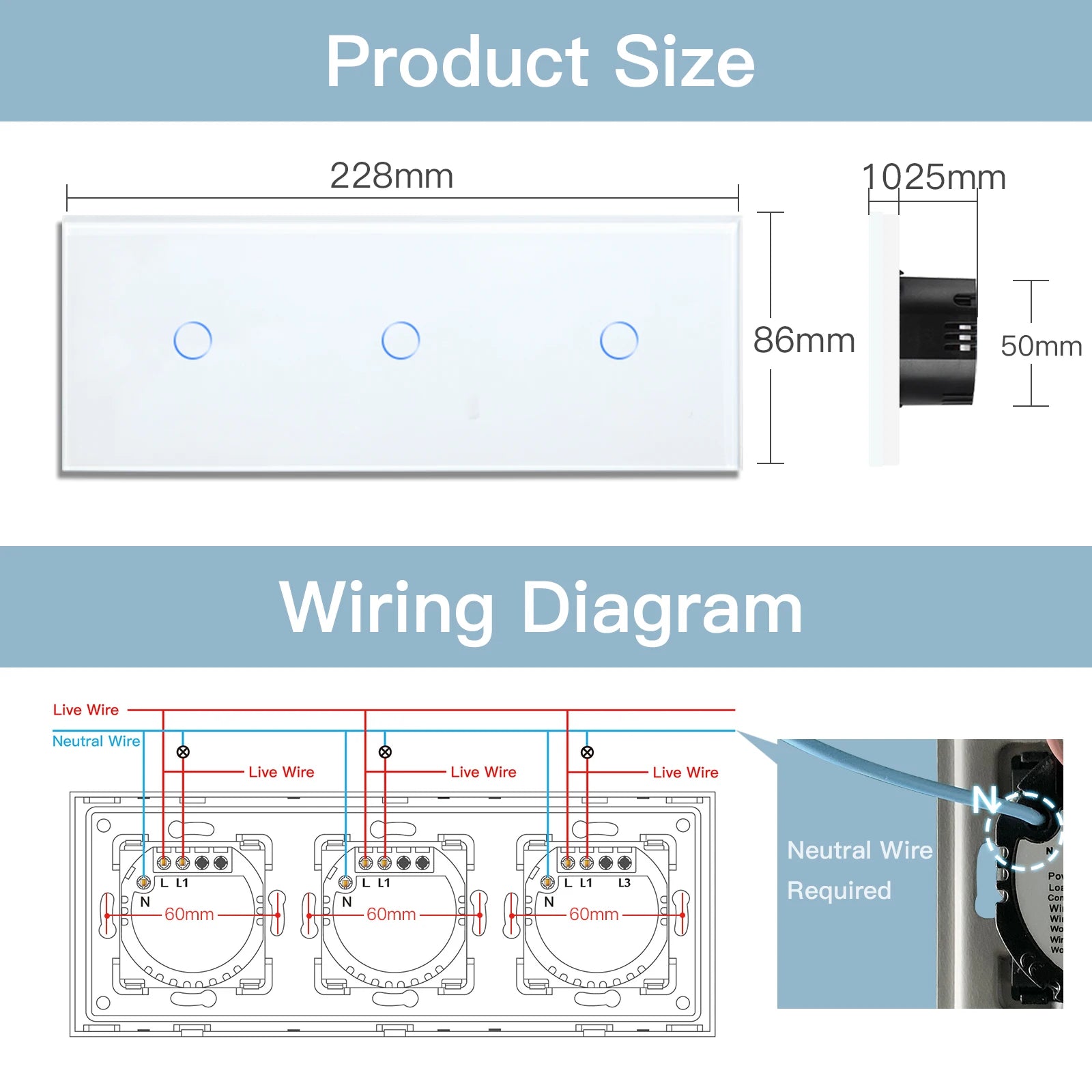 WiFi Smart Light Switch - Glass Touch Panel | Tidesmit Home Automation Tidesmit