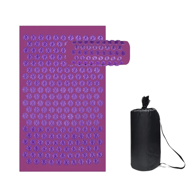 Acupressure Mat and Pillow Set for Muscle Relief - Tidesmit Back Massage Instrument 3PCS-Purple2 Tidesmit