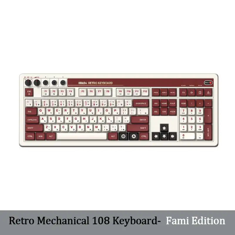 8BitDo Retro 108 Key Mechanical Keyboard，Bluetooth / 2.4G / USB-C Hot Swappable Gaming Keyboard for PC Windows and Android