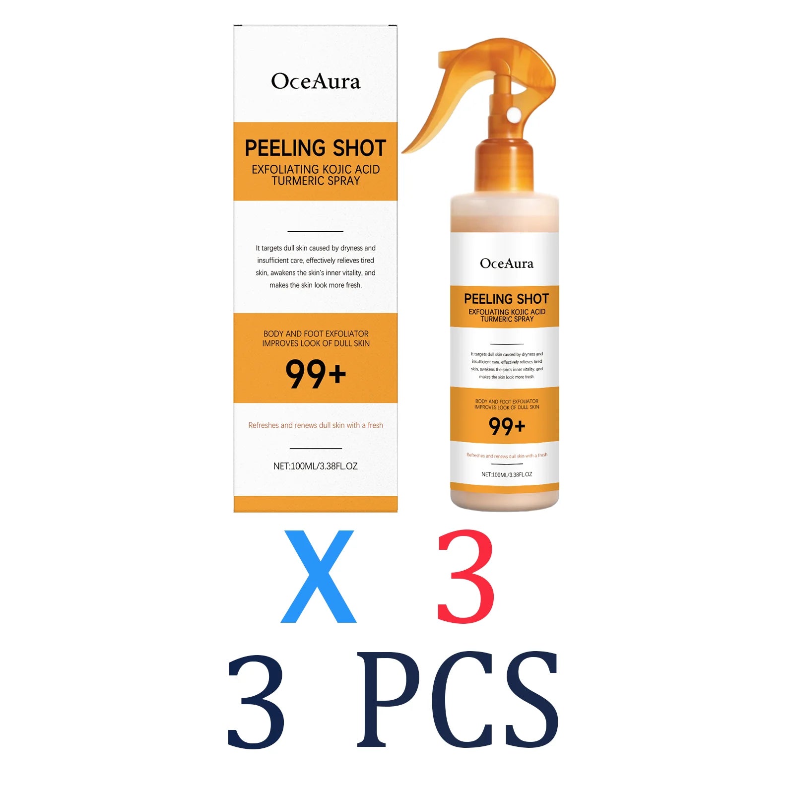 Easy Spray On Body Exfoliator Kojic Acid Turmeric Formula for Dark Elbows Improves Skin Texture & Dullness Rinse Off Gentle Peel
