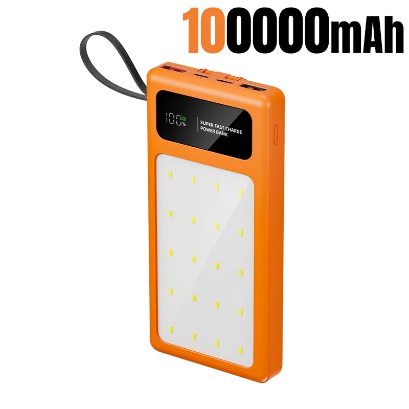 Portable Power Bank 200000mAh with LED Light by Tidesmit Orange 100000mAh Tidesmit