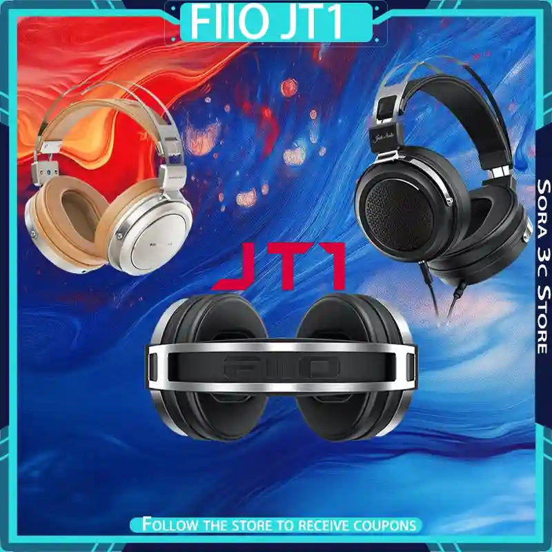 FiiO JT1 Over-Ear Headphones with 50mm Dynamic Drivers for HiFi Audio Tidesmit