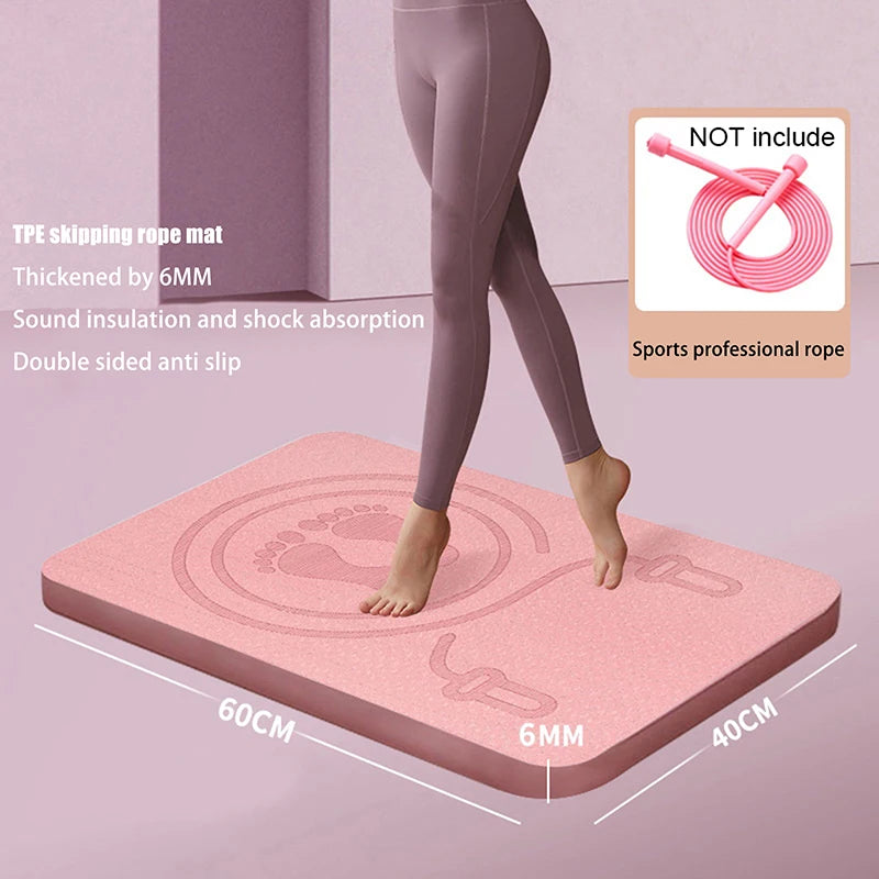 【S】6MM Skipping Rope Mat Anti-noise Jump Rope Mat Floor Mats Exercise Shock Absorption Yoga Mat TPE Skipping Mat Fitness