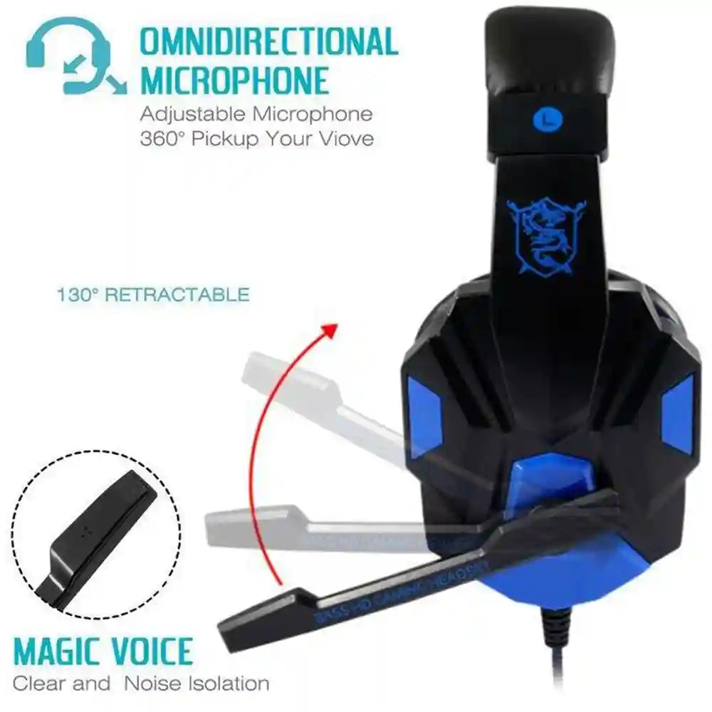 Wired Gaming Headphones with Mic – Adjustable Bass PC Over-Ear Headset Tidesmit