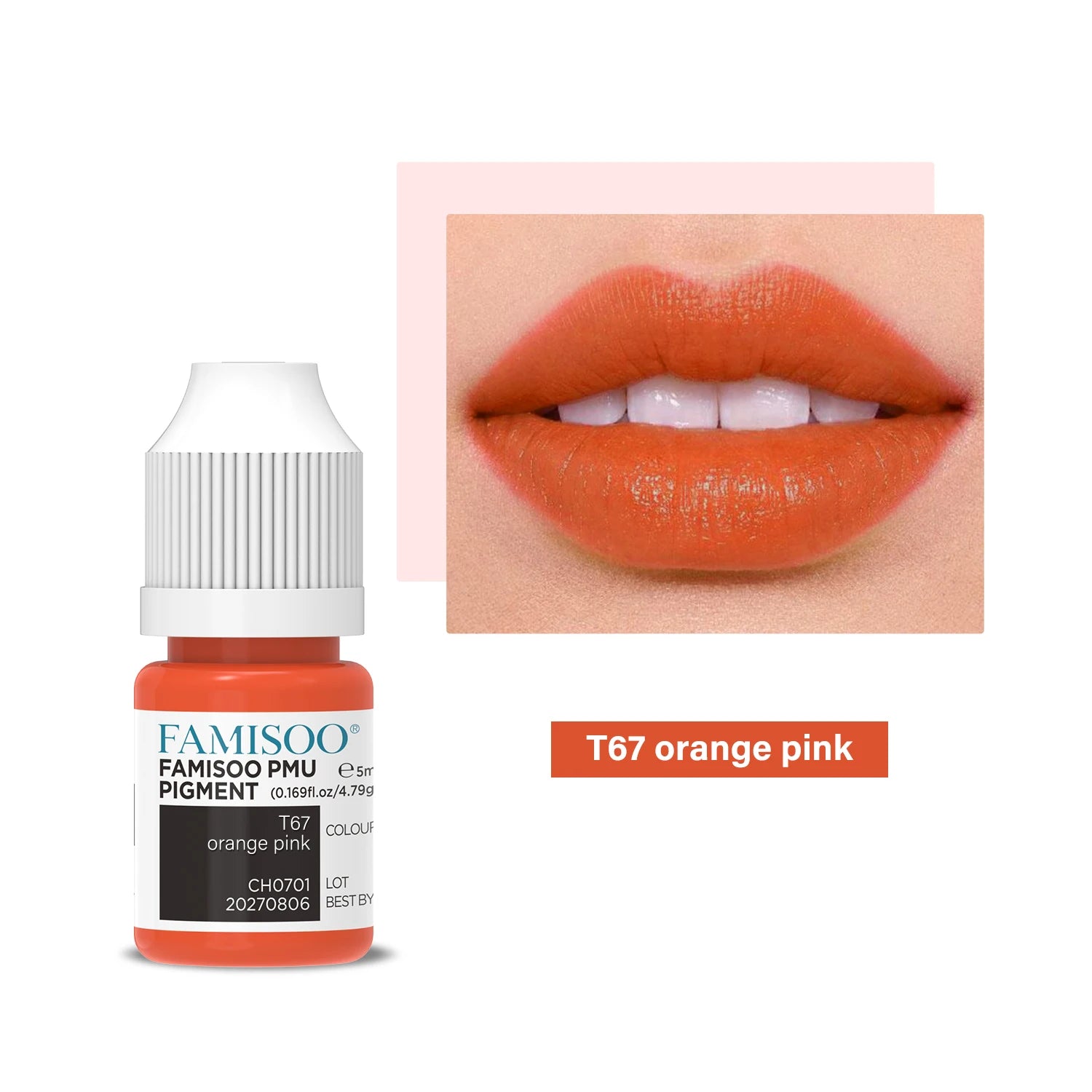 Permanent Makeup Pigment 5ml | Professional PMU Lip & Brow Ink Permanent Makeup Machines T67 Coral Pink China Mainland