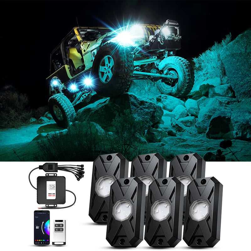 Underglow Rock Lights RGB LED Kit for Truck ATV UTV - Tidesmit EL-XDP-6 Tidesmit