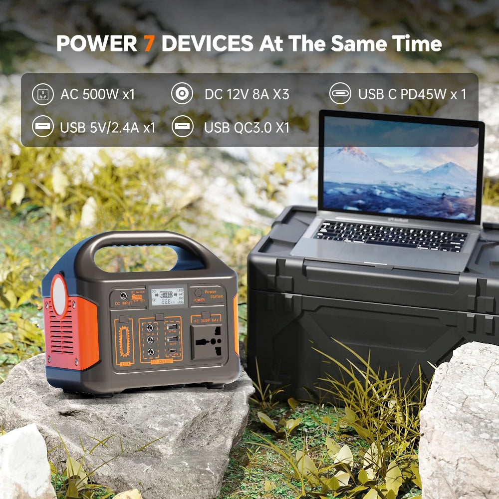 Gaiaray 500W 300W Portable Power Station 460.8Wh LiFePO4 Battery Charging Station 110V Solar Generator Emergency Power Bank for Camping Travel