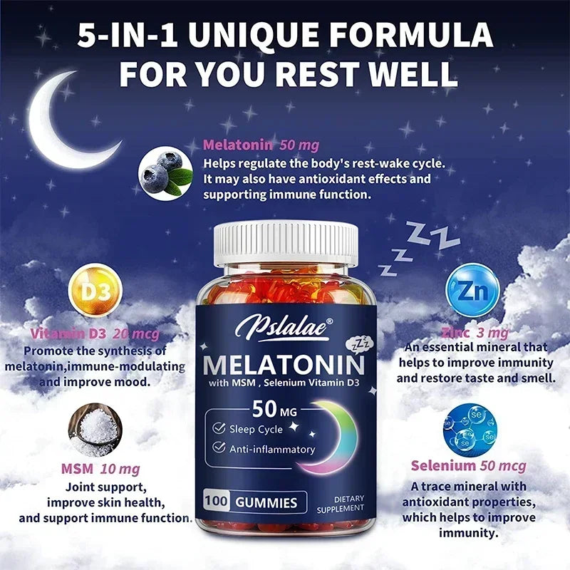Melatonin Gummies - Helps Fall Asleep Faster, Improve Sleep Quality, Quick Dissolution, Regulate Biological Clock,Non-GMO