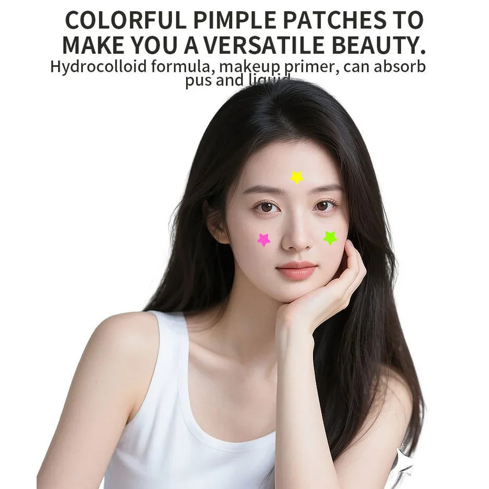 Star Design Pimple Patch with Colorful Makeup Mirror Hydrogel Blemish Concealer Acne Spot Treatment Beauty Health Kit