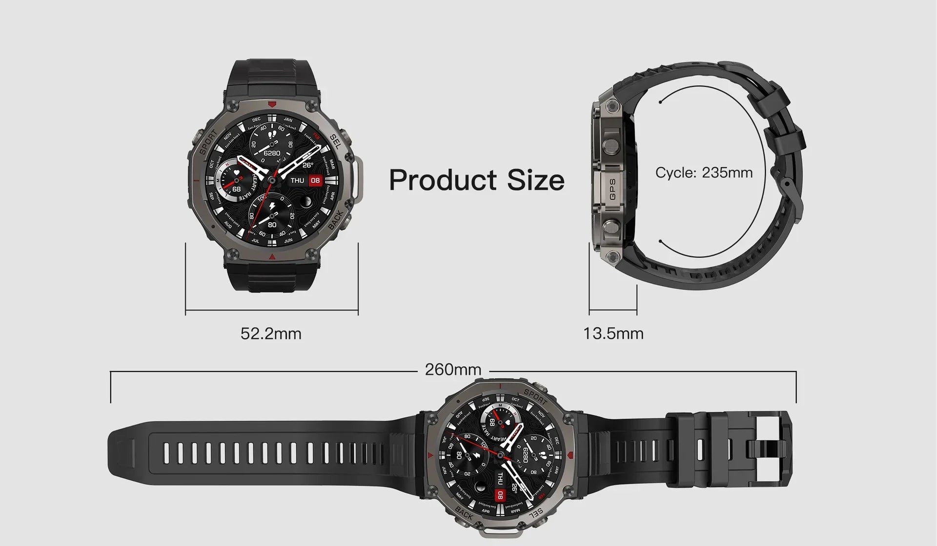 Military 2025 Smartwatch Men,1.43" AMOLED 5ATM Waterproof 170+ Sport Modes Smart Watch Built-in GPS BT Call for Xiaomi Samsung