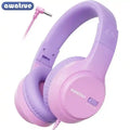 Kids Wired Headphones - Stereo Sound & Durable 3.5mm Plug PinkPurple Tidesmit