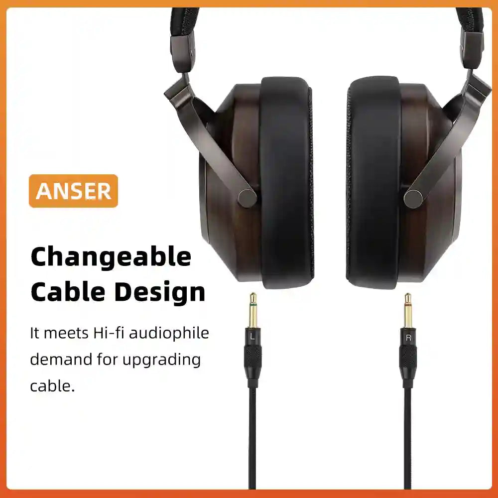 Tidesmit Open Back Wooden Headphones | 50mm Dynamic Driver | Black Tidesmit