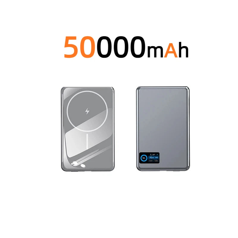 Tidesmit 50000mAh Magnetic Power Bank: Fast Charging Portable Charger Silver 50000mAh Tidesmit