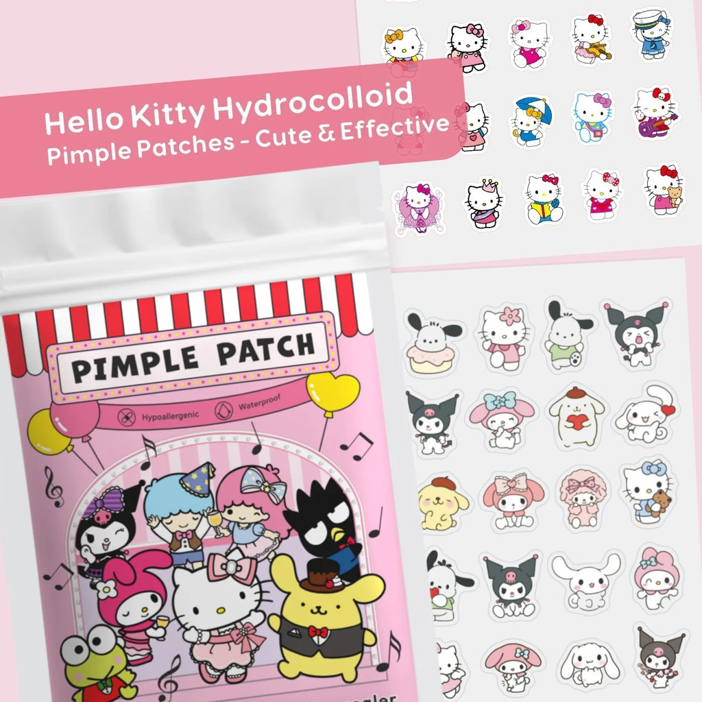 100PCS Hello Kitty Cute Face Stickers, Hydrocolloid Pimple Patches for Invisible Blemish Concealing