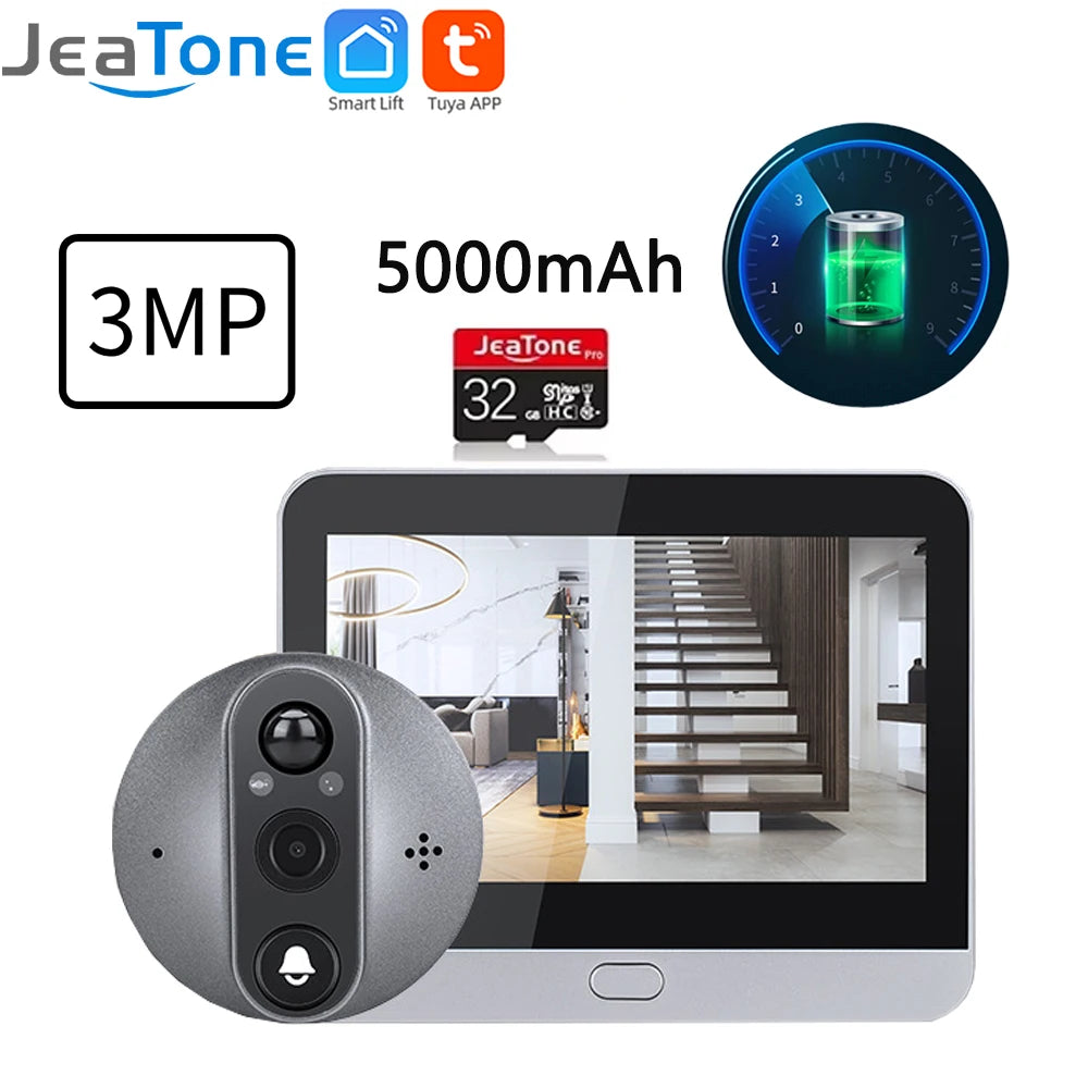 4.3'' IPS Screen Smart life/Tuya APP 2.4G 3MP Wireless wifi Video Intercom Doorbell eye PIR High-definition Visual Monitoring