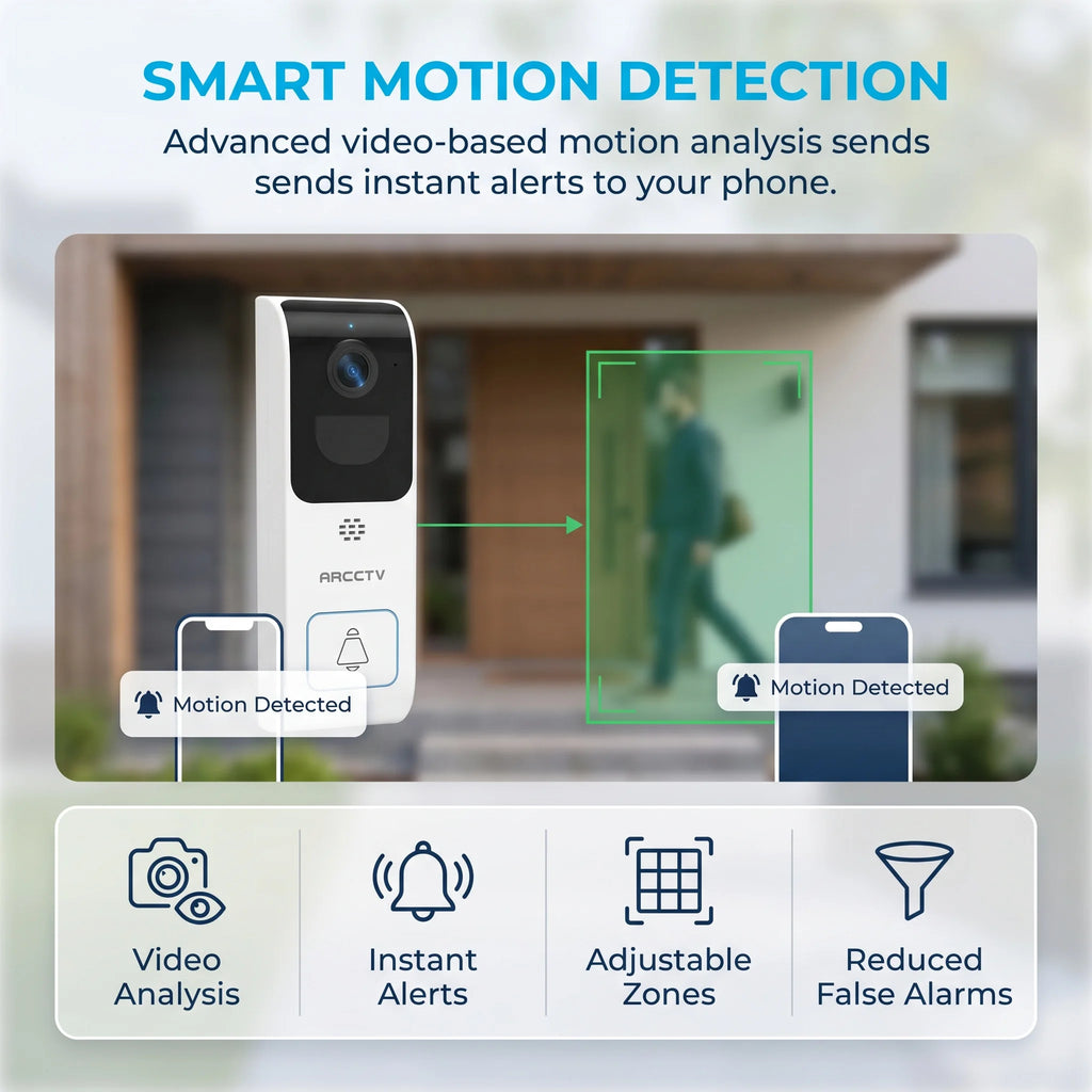 ARCCTV 2K Dual-band WiFi HD Video Doorbell Camera With Two-way Intercom Infrared Night Vision Motion Detection IP66 Waterproof